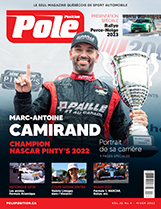 Les titres de Marc-Antoine Camirand (9 pages spéciales sur sa carrière) et de Valérie Limoges en NASCAR Pinty’s et Coupe Nissan, mais aussi les bilans 2022 en F1, NASCAR et rallye sont en vedette de ce numéro, tout comme la présentation spéciale du rallye Perce-Neige 2023. À découvrir aussi nos sujets historiques sur Mario Andretti et l’histoire de la Formule Atlantique au GP3R, ainsi que d’autres nouvelles exclusives tout au long de ces 84 pages.