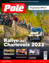 Le programme officiel du Rallye de Charlevoix (10 pages spéciales), l’histoire de l’écurie Aston Martin en F1, en plus de l’actualité de cette série et de tout le sport automobile canadien sont en vedette de ce numéro. À lire aussi le portrait de la carrière d’Andrew Ranger, l’histoire des 10 victoires Ferrari aux 24 Heures du Mans et les nouvelles de NASCAR Pinty’s, rallye national, Coupe Nissan Sentra, SPC, etc. En tout 84 pages mêlant sujets exclusifs, historiques et actualité.